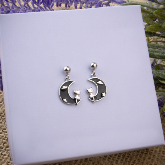 Aretes Gatos Luna Black