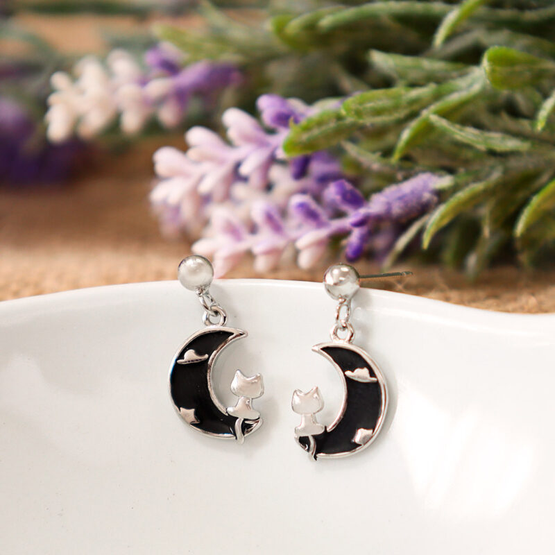 Aretes Gatos Luna Black - Imagen 3